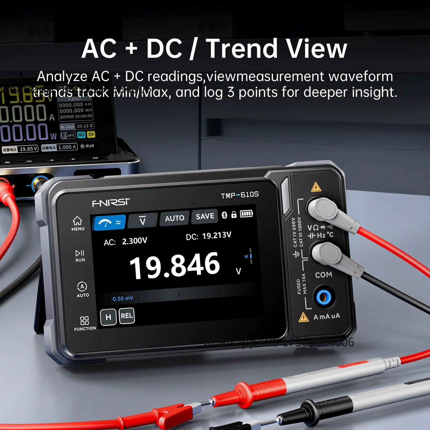 Fnirsi Digital Oscilloscope Handheld - Цифровой мультиметр FNIRSI TMP-610S, 60000 отсчетов,