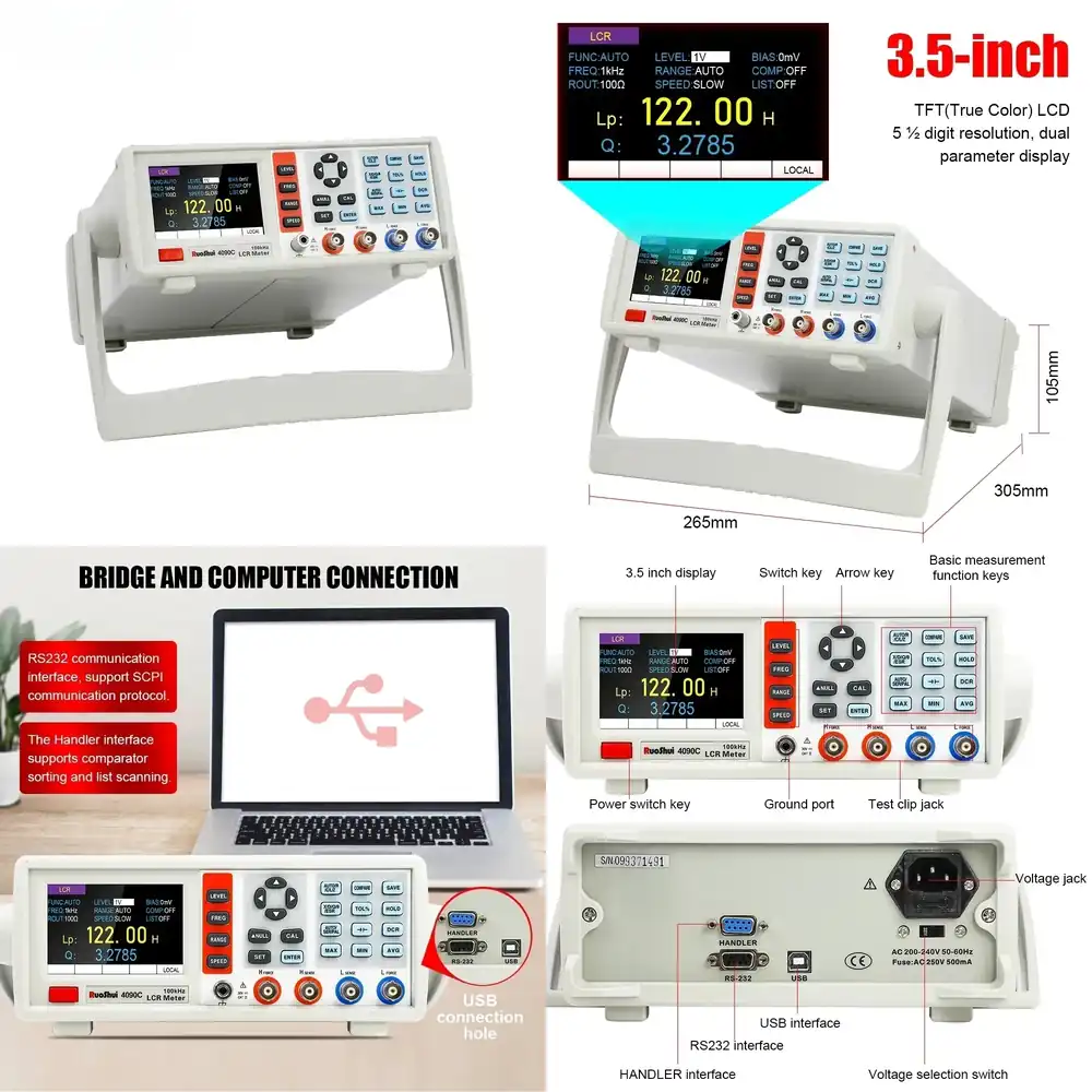 Test Instruments - Цифровой LCR-метр: Настольный измеритель емкости, сопротивления,