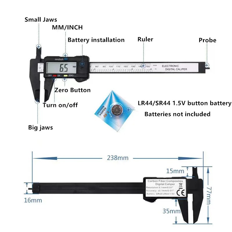 150 мм 100 мм электронный цифр – обзор и цена Digital Caliper 150Mm Stainless Steel